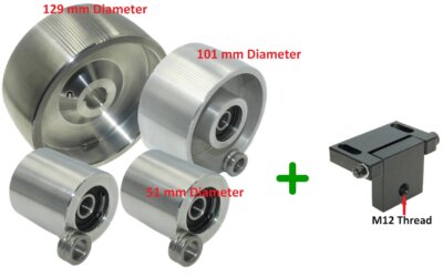 AL-6-4-24 - Belt Grinder Wheel Set / Knife Grinder 6,2″/158mm Drive -  24mm shaft, 4″/102mm Tracking, 2″/51mm Idle