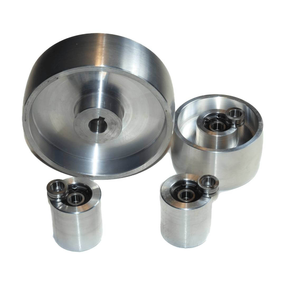 AL-6-4-24 - Belt Grinder Wheel Set / Knife Grinder 6,2″/158mm Drive -  24mm shaft, 4″/102mm Tracking, 2″/51mm Idle