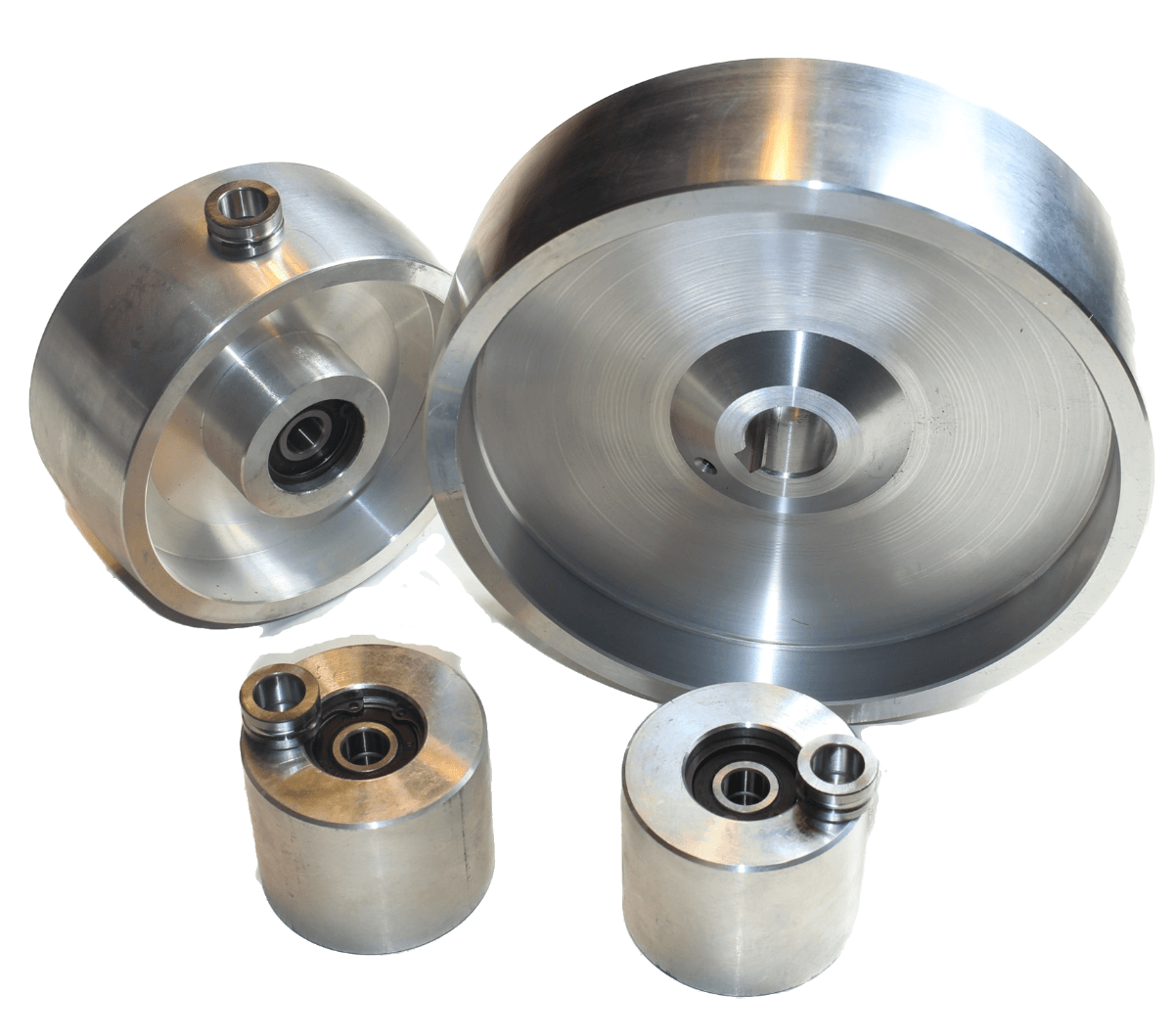 AL-6-4-24 - Belt Grinder Wheel Set / Knife Grinder 6,2″/158mm Drive -  24mm shaft, 4″/102mm Tracking, 2″/51mm Idle