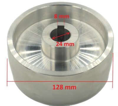 Drive Wheel 128 mm diameter, 55mm wide, 24 mm Shaft