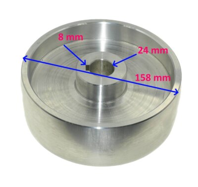 Drive Wheel 158 mm diameter, 55 mm wide, 24 mm Shaft