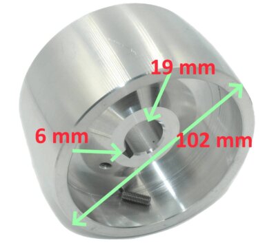 Drive Wheel 102mm diameter, 55mm wide, 19mm Shaft