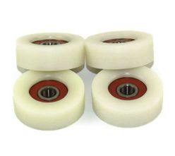 (30-10-8)  Nylon Roller – 30mm Diameter – 10mm Wide – 8mm Bearing / 20 kg Load Capacity (A set of 4 Rollers)