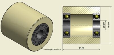 (40-40-10)  Nylon Roller – 40mm Diameter – 40mm Wide – 10mm Bearing / 40 kg Load Capacity (A set of 4 Rollers)