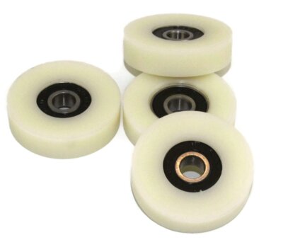 (40-10-8)  Nylon Roller – 40mm Diameter – 10mm Wide – 8mm Bearing / 20 kg Load Capacity (A set of 4 Rollers)