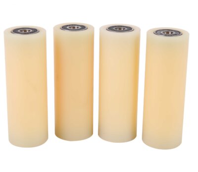 (40-100-8)  Nylon Roller – 40mm Diameter – 100mm Wide – 8mm Bearing / 40 kg Load Capacity (A set of 4 Rollers)