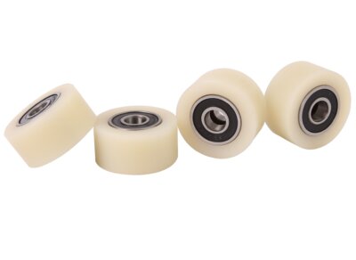 (40-20-10)  Nylon Roller – 40mm Diameter – 20mm Wide – 10mm Bearing / 40 kg Load Capacity (A set of 4 Rollers)