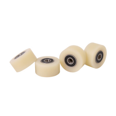 (40-20-8)  Nylon Roller – 40mm Diameter – 20mm Wide – 8mm Bearing / 40 kg Load Capacity (A set of 4 Rollers)