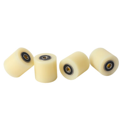 (40-40-8)  Nylon Roller – 40mm Diameter – 40mm Wide – 8mm Bearing / 40 kg Load Capacity (A set of 4 Rollers)